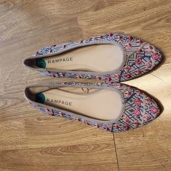 Rampage embroidered ballet flats sz 8 - Picture 1 of 3